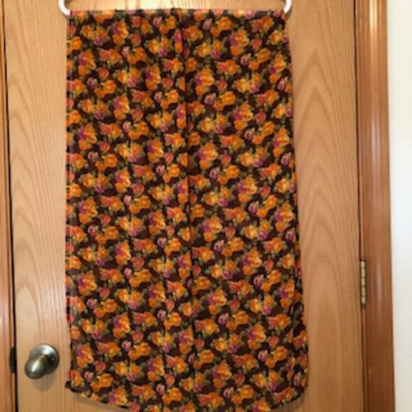 3/$15 Vintage Volcom Floral Orange Pink Roses Scarf Sheer Chiffon Oblong - Picture 2 of 5